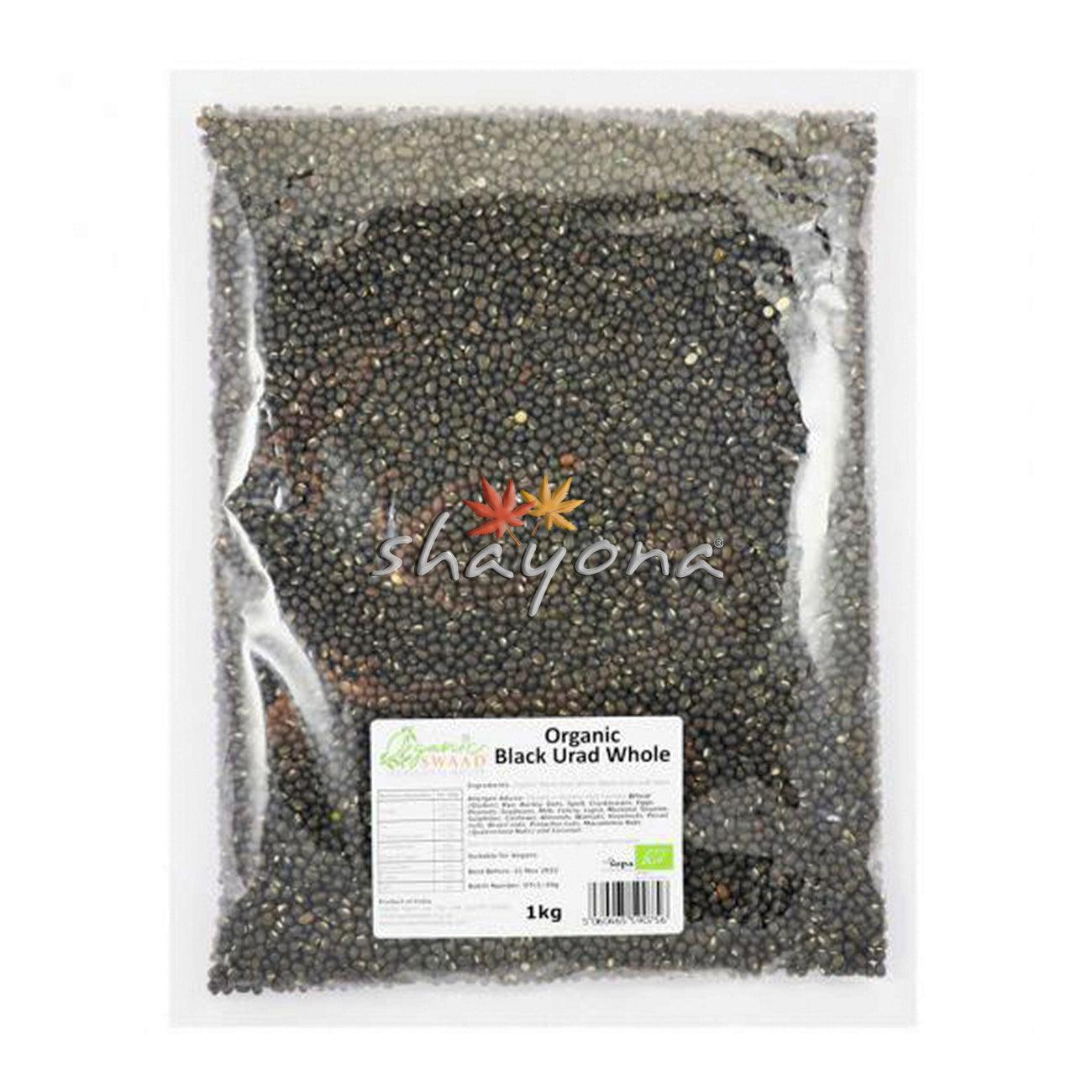 Organic Swaad Organic Black Urad Whole - Shayona UK