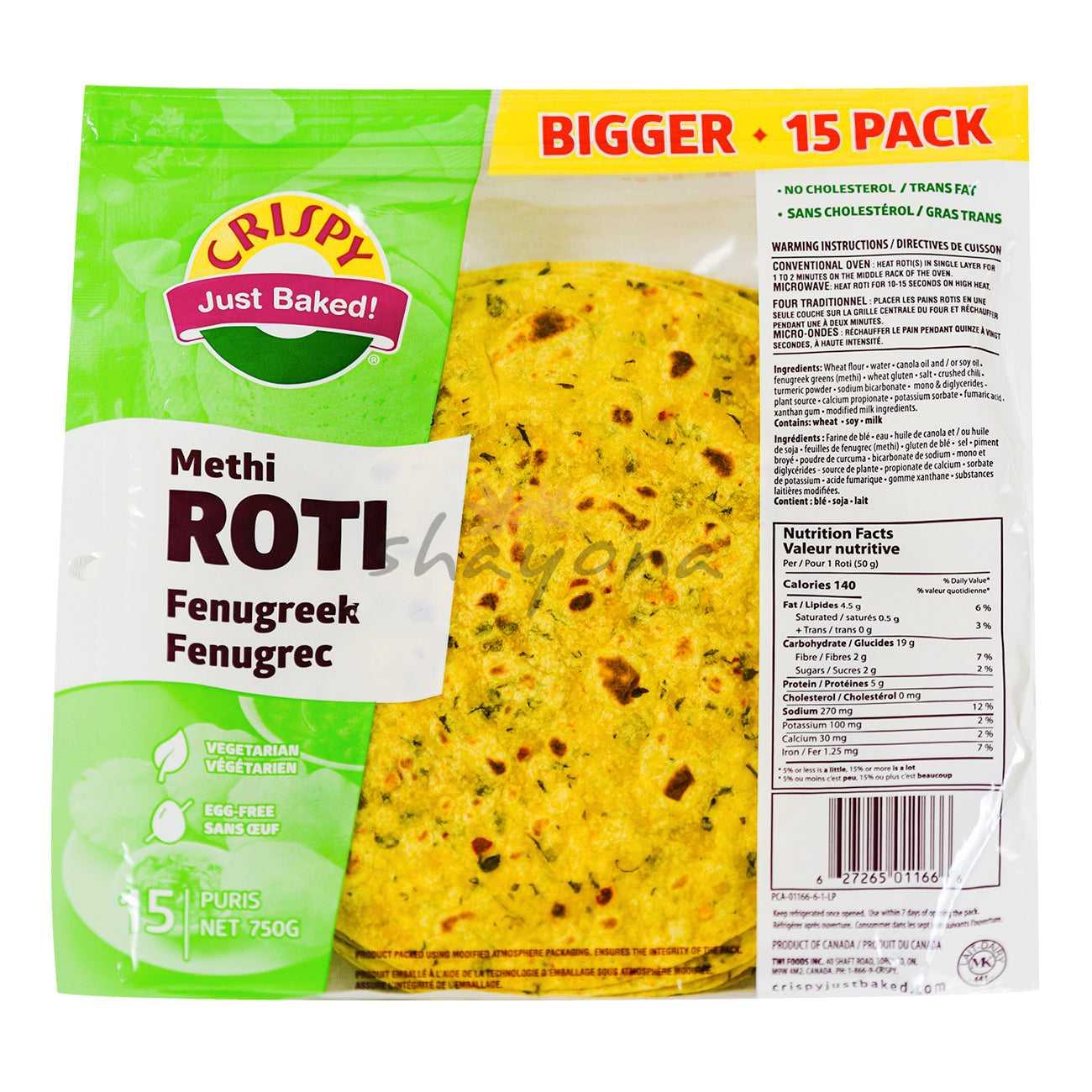 Crispy Just Baked Roti - Methi – Shayona UK